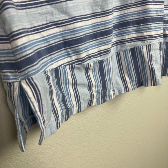 Lands' End Womens Size 1X Slub Jersey Swing Tunic Top 3/4 Sleeves Blue Stripes - Picture 5 of 7